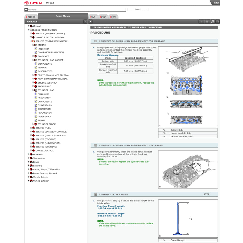 TOYOTA PRIUS ZVW50 (2015-2022) ONLINE SERVICE WORKSHOP MANUAL