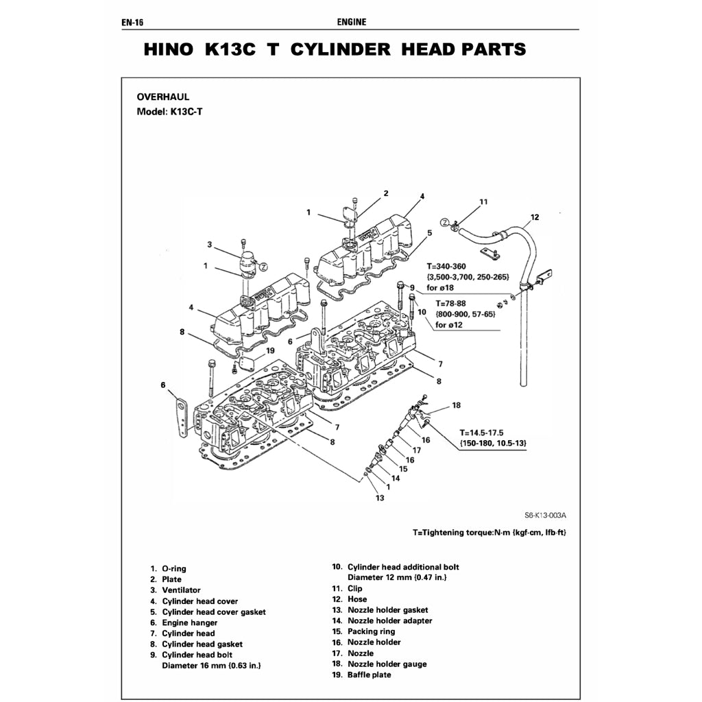 HINO ENGINE K13C-T/K13D-T WORKSHOP SERVICE REPAIR MANUAL