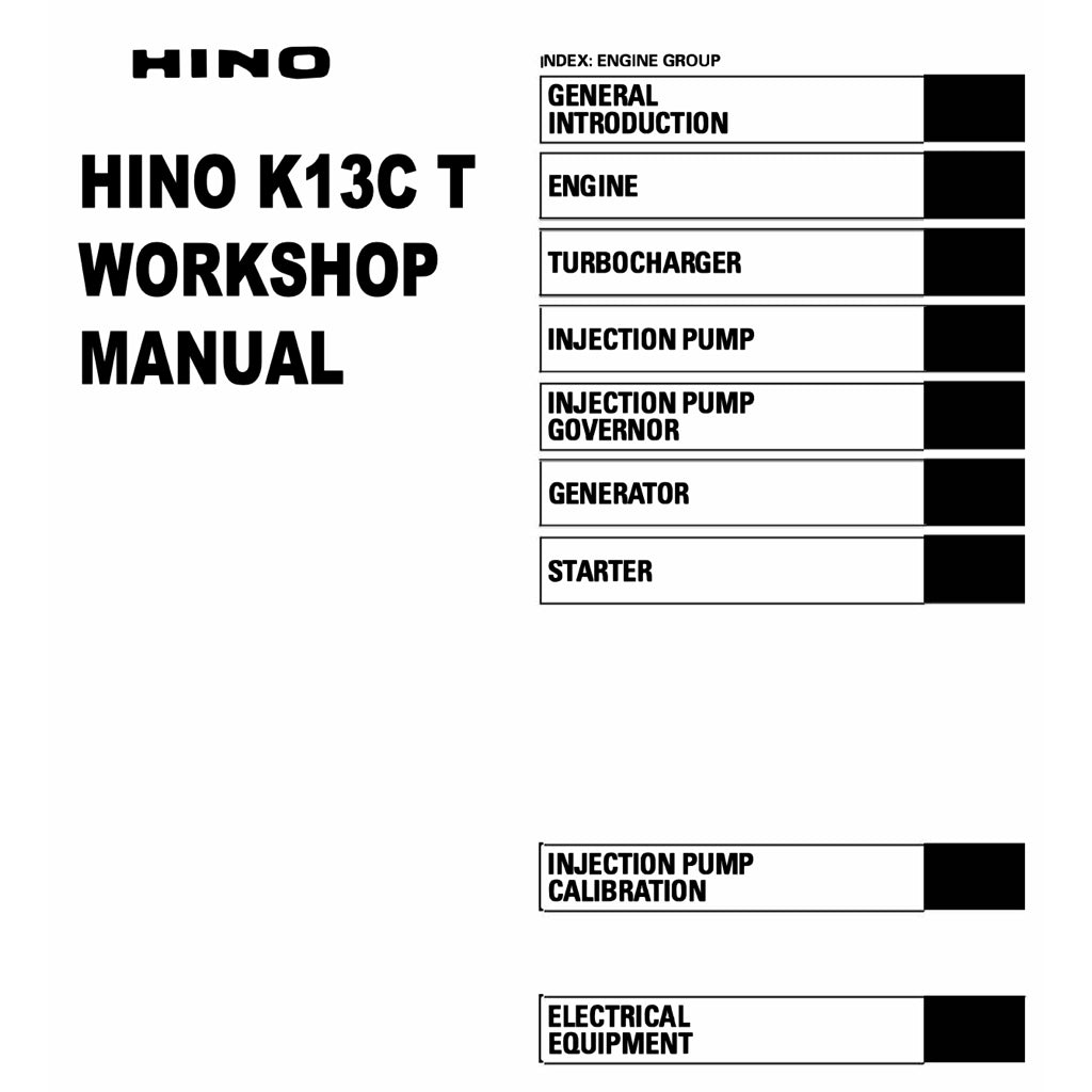 HINO ENGINE K13C-T/K13D-T WORKSHOP SERVICE REPAIR MANUAL