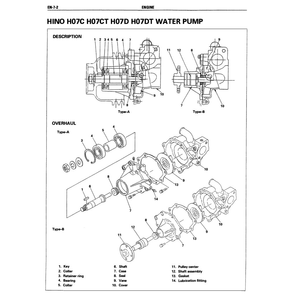 HINO ENGINE H07D /H07D-T WORKSHOP SERVICE REPAIR MANUAL