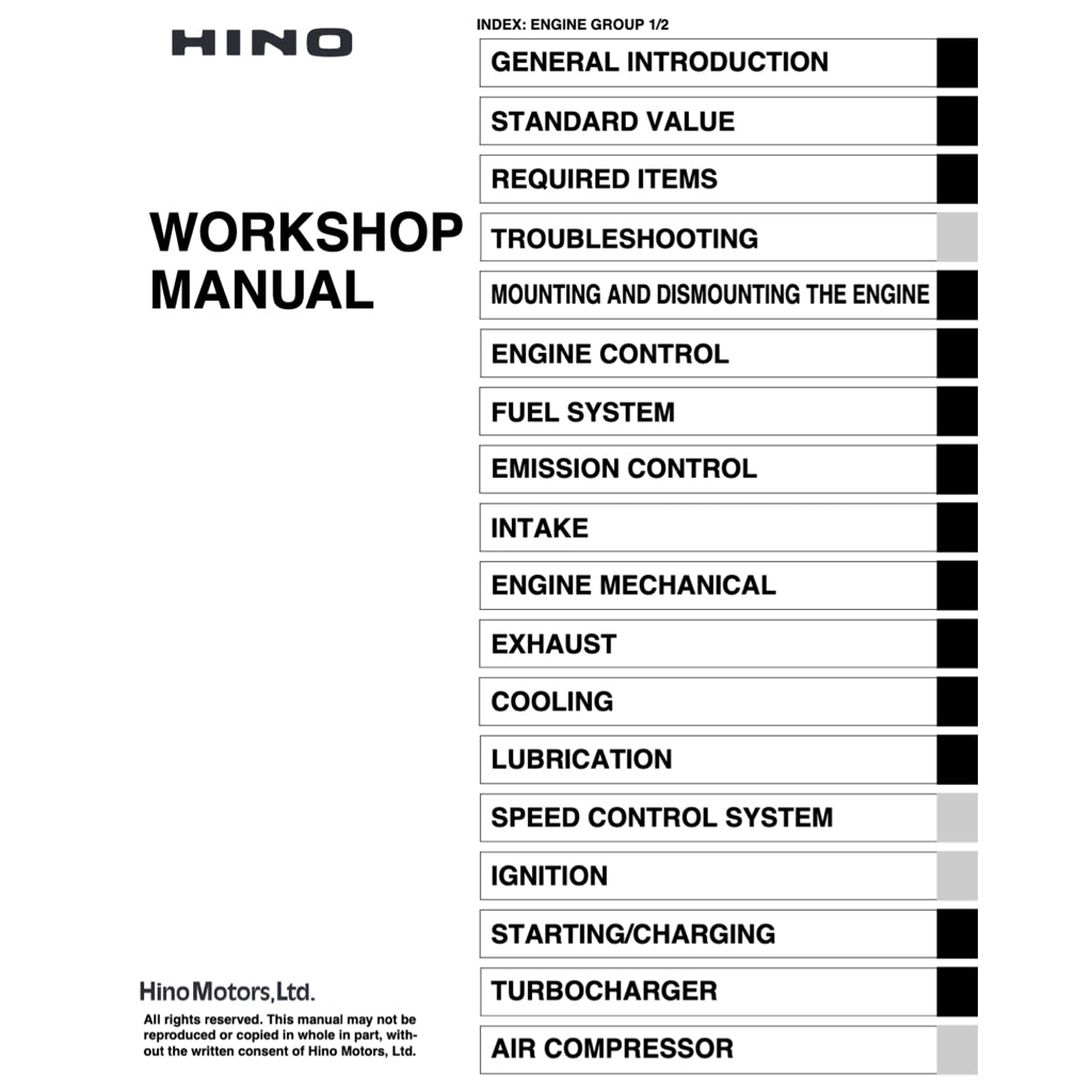 HINO ENGINE J05E WORKSHOP SERVICE REPAIR MANUAL