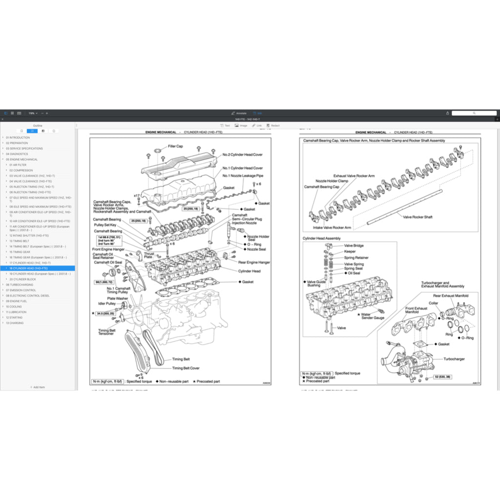 TOYOTA ENGINE 1HD-T / 1HD-FT / 1 HD-FTE / 1HZ SERVICE REPAIR WORKSHOP MANUAL