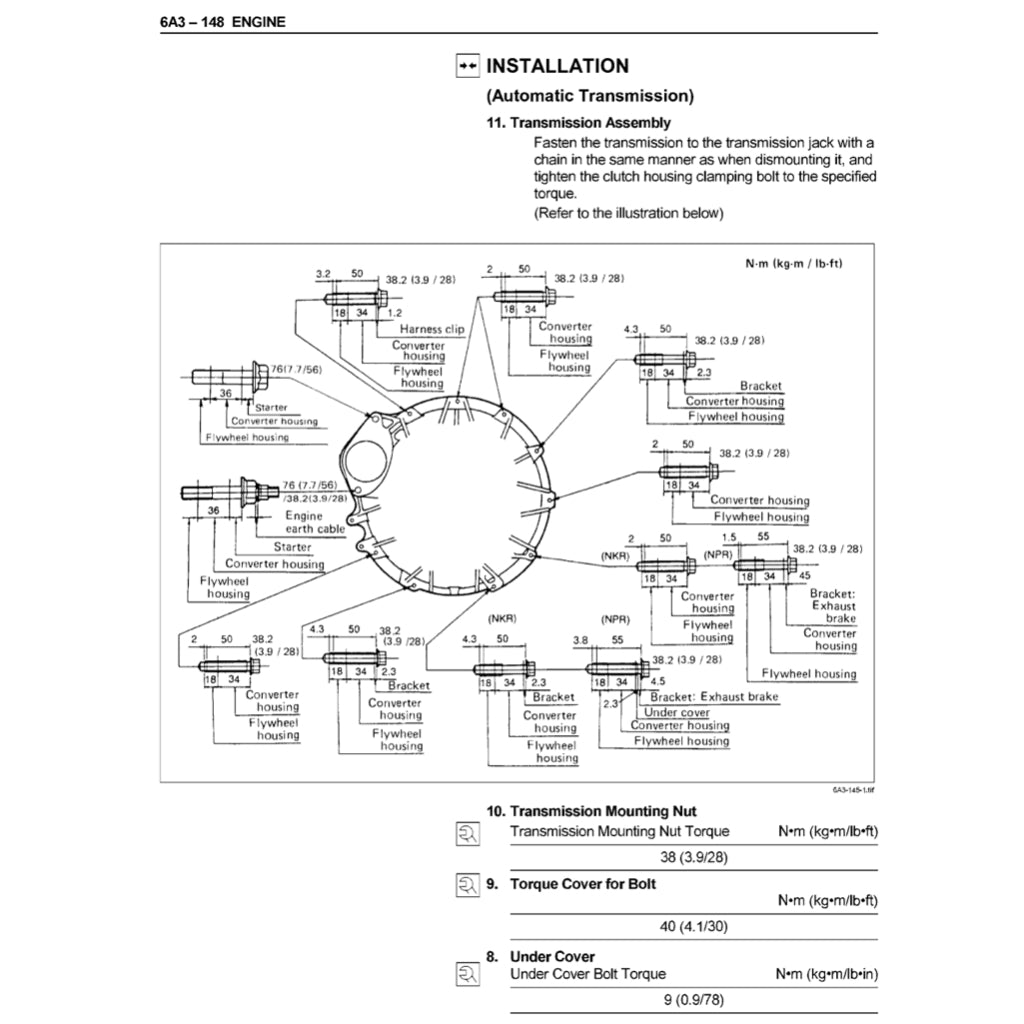 ISUZU ENGINE 4H SERIES (4HF1/G1/G1T/EI-T/EI-TC) SERVICE WORKSHOP MANUAL