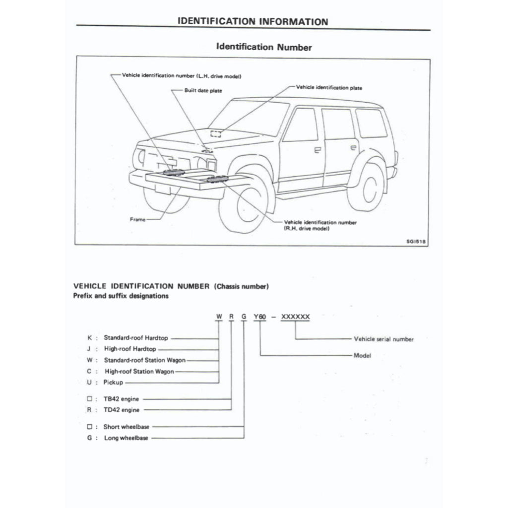 NISSAN PATROL Y60 GQ (1987-1997) SERVICE WORKSHOP MANUAL