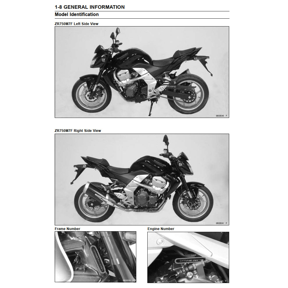 KAWASAKI Z750 J1 /Z750 S / Z750 ABS (2004-2012) SERVICE WORKSHOP MANUAL + PARTS CATALOGUE+OWNER'S MANUAL