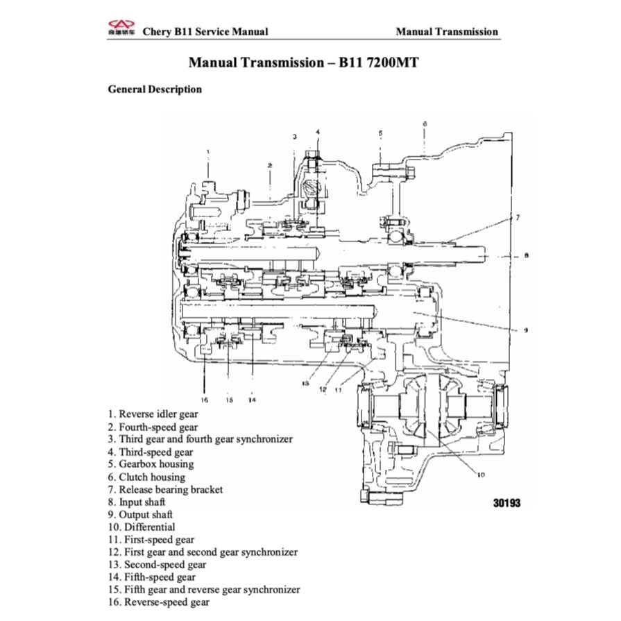 CHERY EASTAR B11 (2004-2011) SERVICE WORKSHOP MANUAL