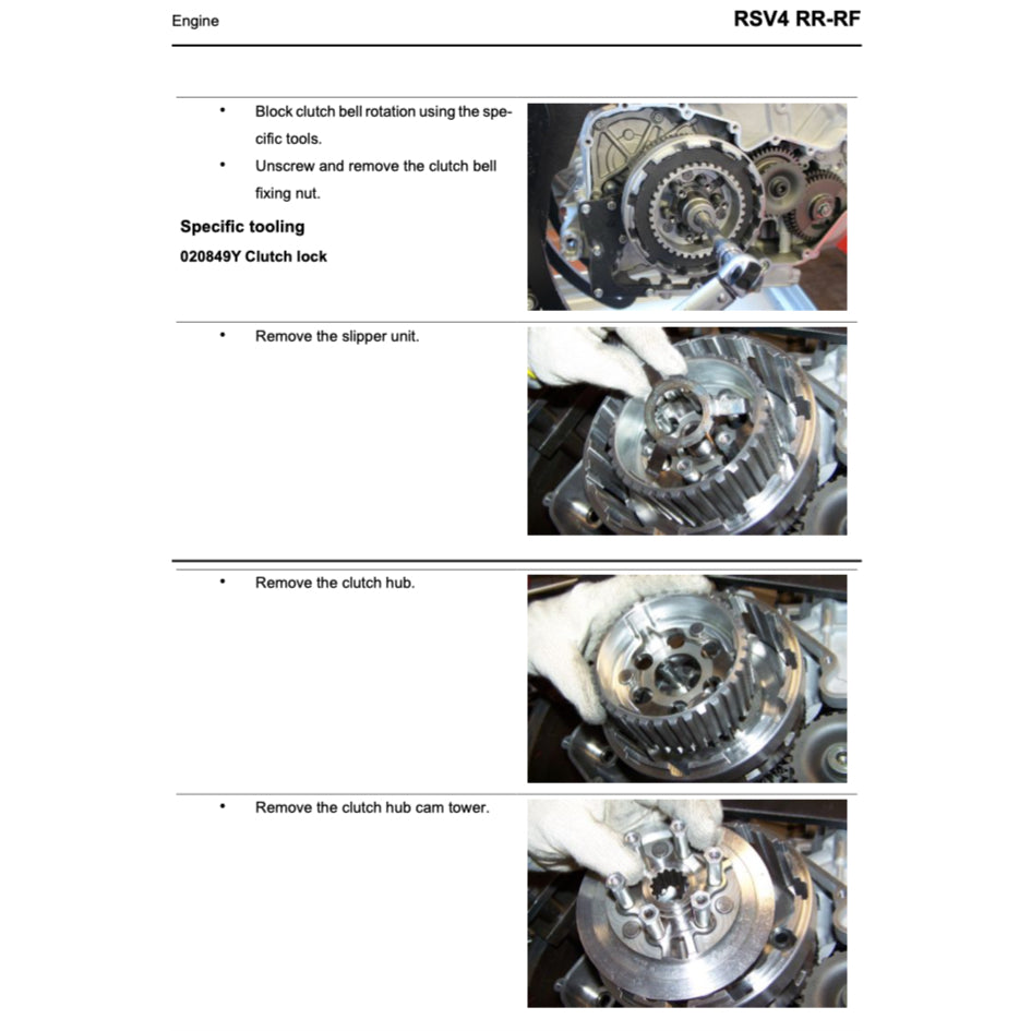 APRILIA RSV4 (2009-2022) SERVICE WORKSHOP MANUAL + PARTS CATALOGUE + OWNER'S MANUAL