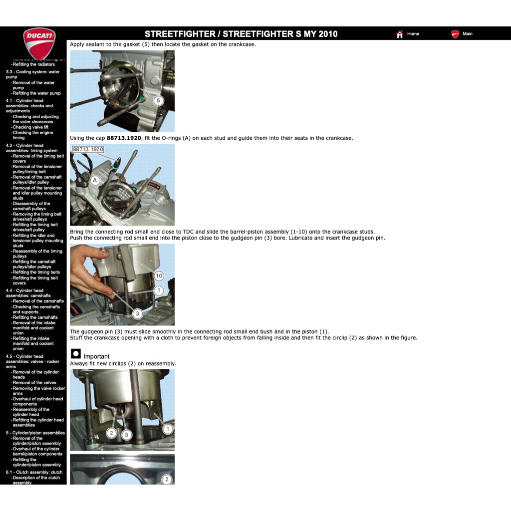DUCATI STREETFIGHTER/S 1098 / 848 (2009-2015) SERVICE WORKSHOP MANUAL + PARTS CATALOGUE + OWNER'S MANUAL