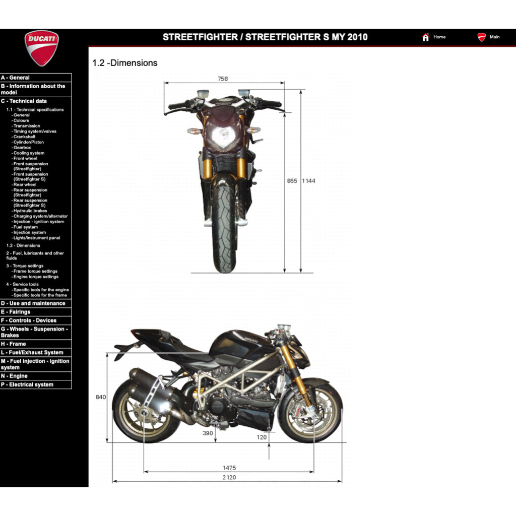 DUCATI STREETFIGHTER/S 1098 / 848 (2009-2015) SERVICE WORKSHOP MANUAL + PARTS CATALOGUE + OWNER'S MANUAL