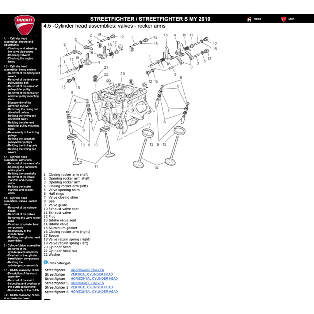DUCATI STREETFIGHTER/S 1098 / 848 (2009-2015) SERVICE WORKSHOP MANUAL + PARTS CATALOGUE + OWNER'S MANUAL