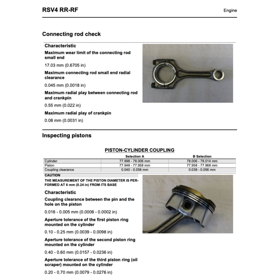 APRILIA RSV4 (2009-2022) SERVICE WORKSHOP MANUAL + PARTS CATALOGUE + OWNER'S MANUAL