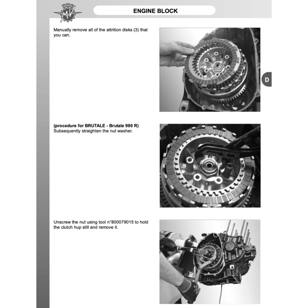 MV AGUSTA BRUTALE 800/990R/1090RR (2013-2018) SERVICE WORKSHOP MANUAL + PARTS CATALOGUE