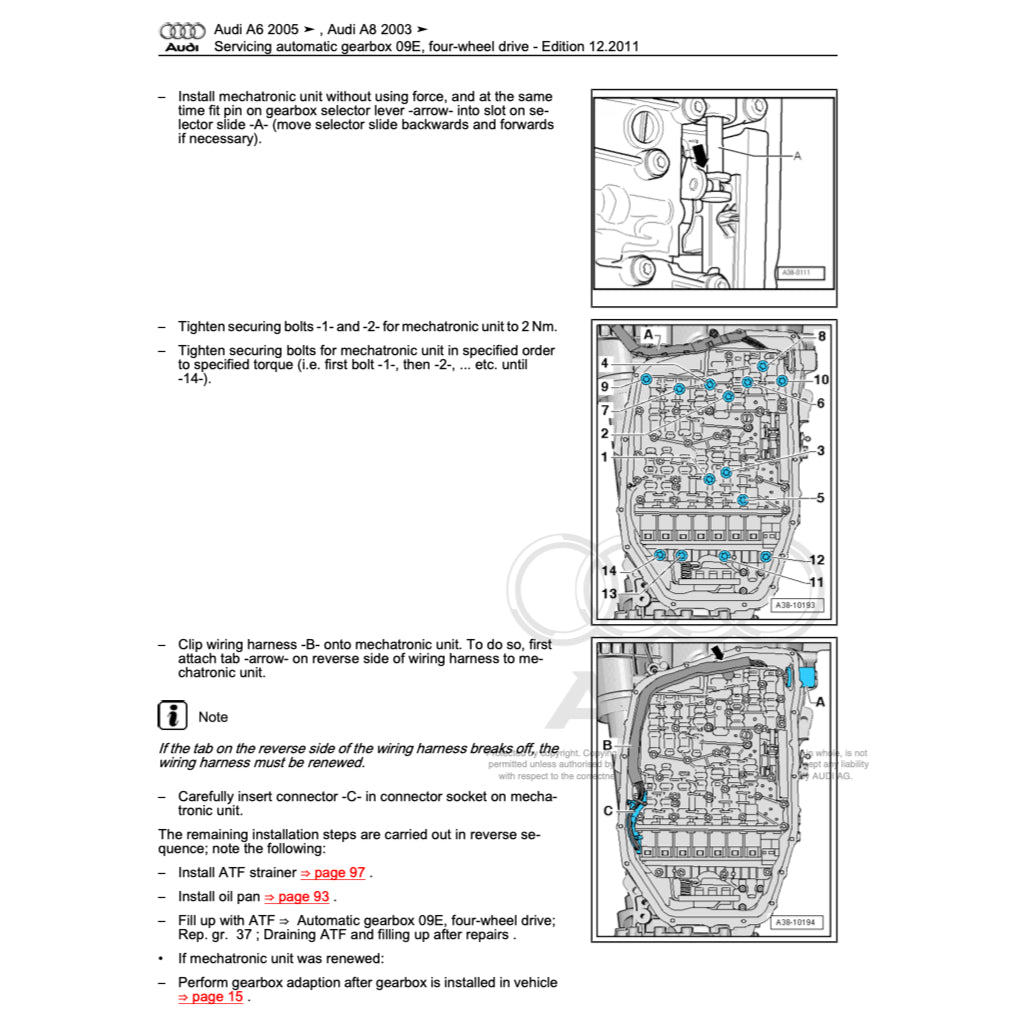 Audi A8 D3/4E (2002-2010) SERVICE WORKSHOP MANUAL