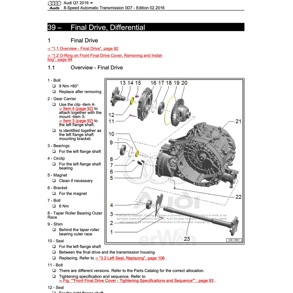 AUDI Q7 4M (2015-2020) SERVICE WORKSHOP MANUAL