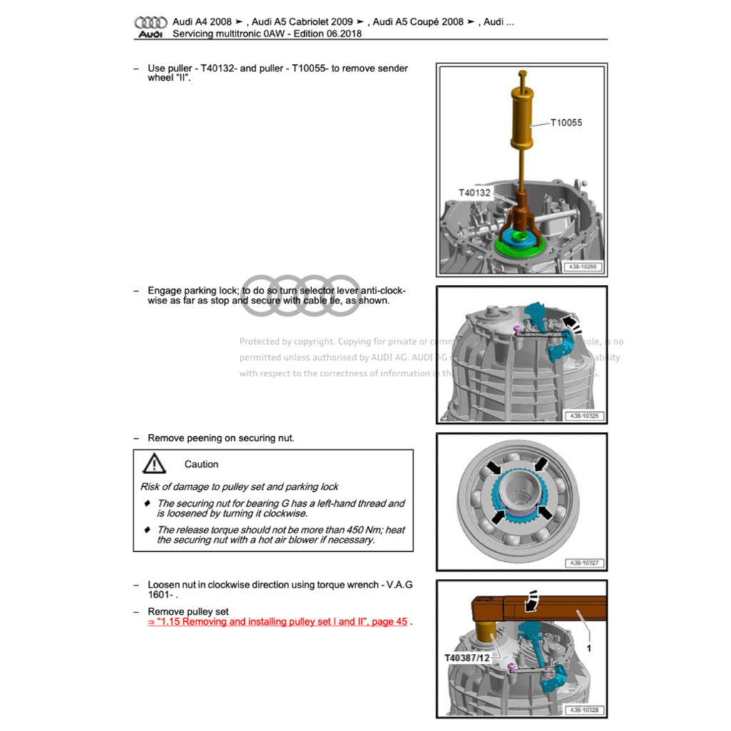 AUDI A7 4G8 (2011-2018) SERVICE WORKSHOP MANUAL