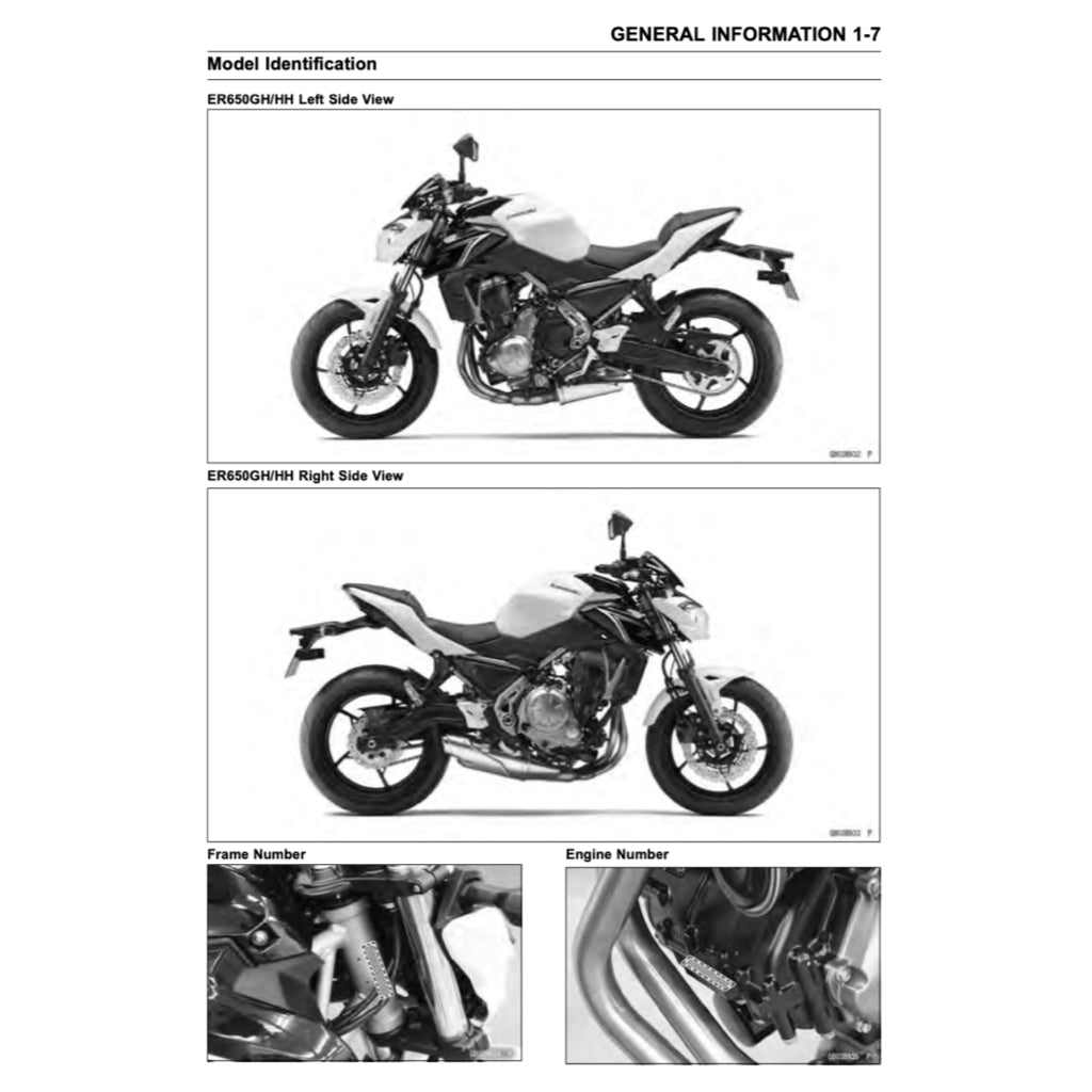 KAWASAKI Z650 (2017-2020) SERVICE WORKSHOP MANUAL + PARTS CATALOGUE + OWNER'S MANUAL