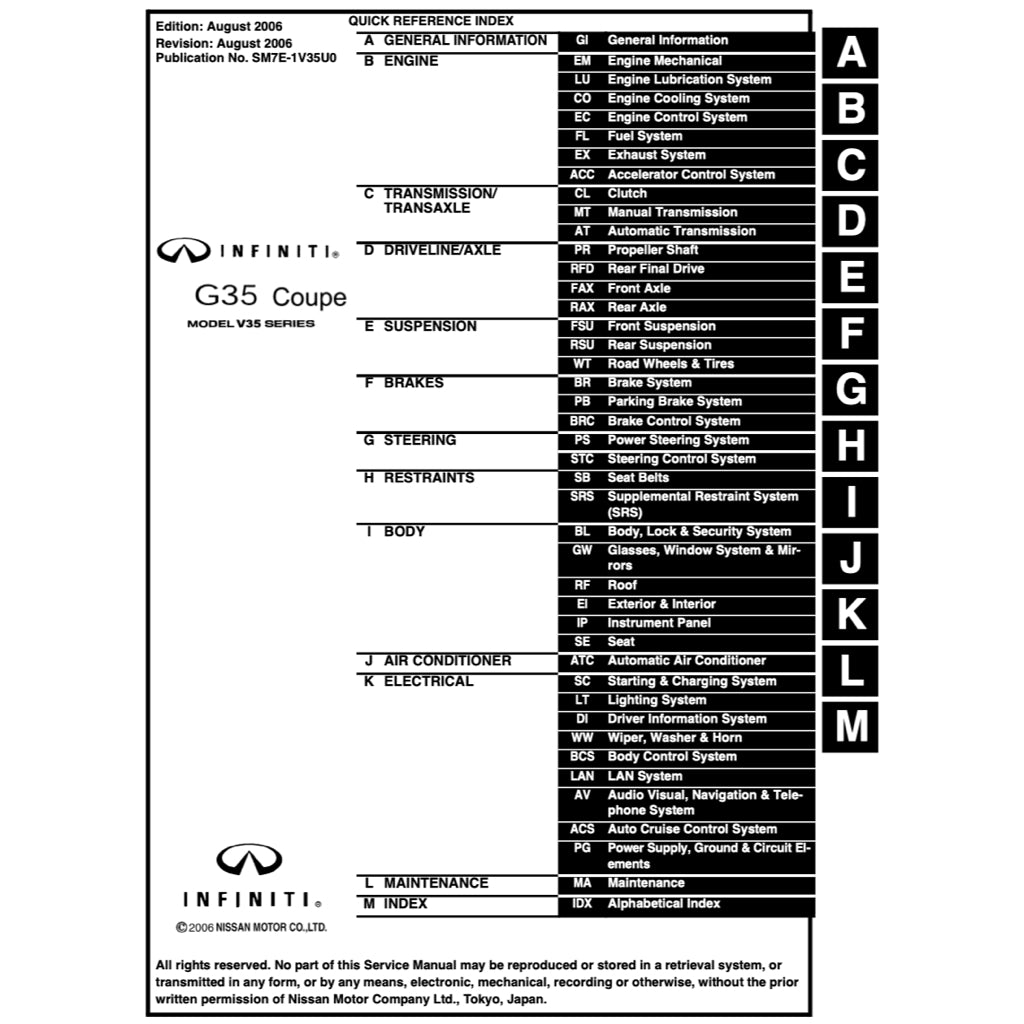 INFINITI G35-G36 (2002-2008) SERVICE WORKSHOP MANUAL