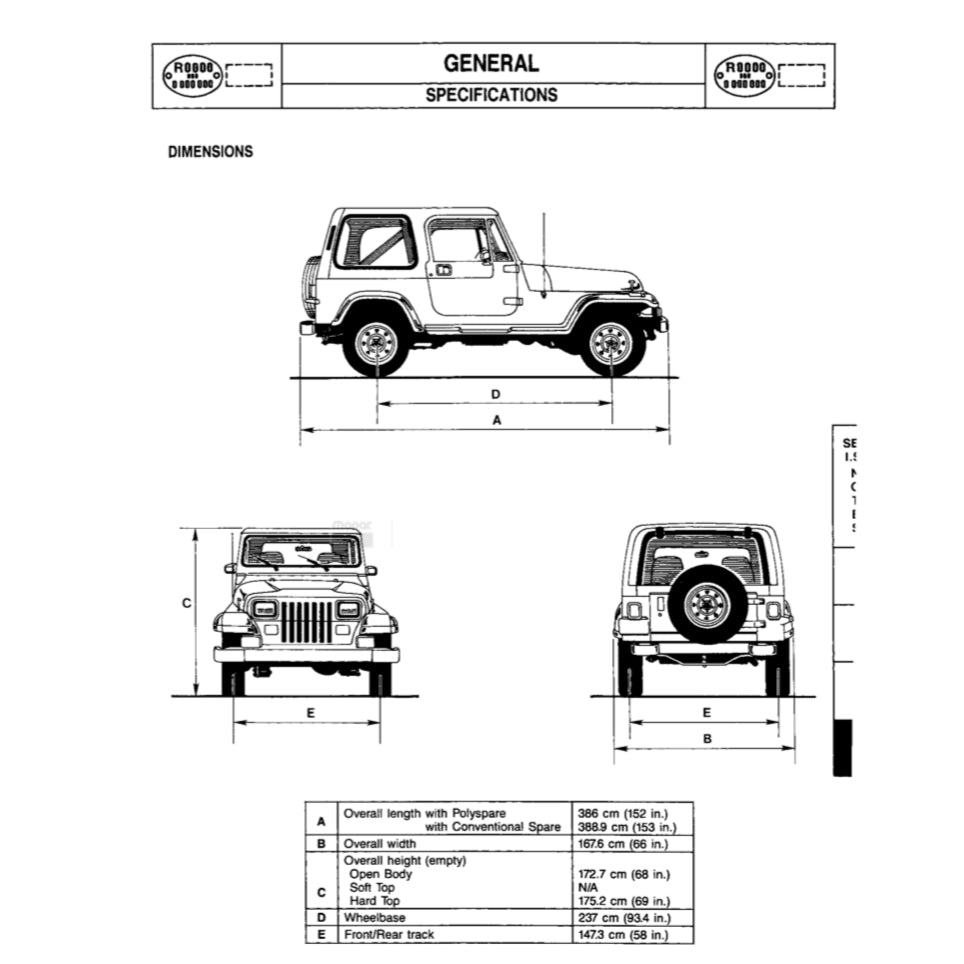 JEEP WRANGLER YJ (1987-1995) SERVICE WORKSHOP MANUAL
