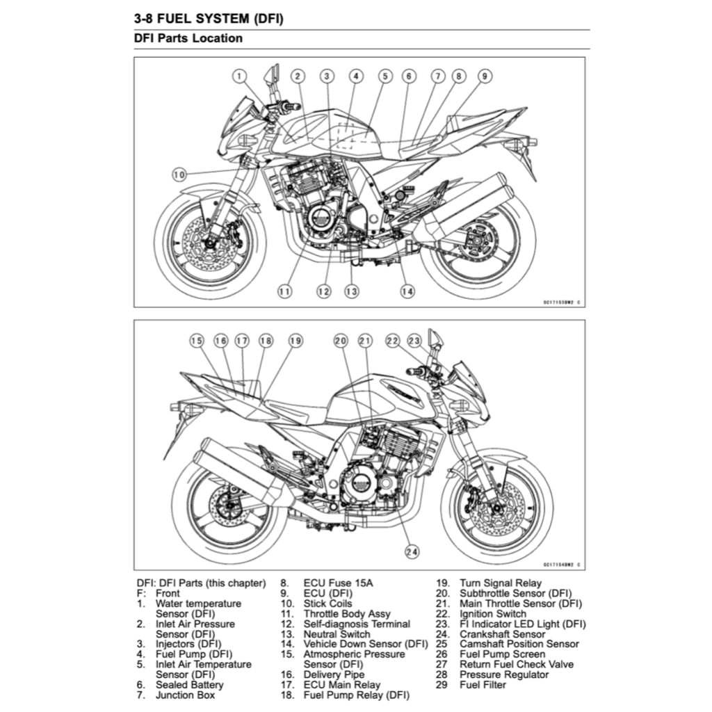 KAWASAKI Z1000 (2003-2006) SERVICE WORKSHOP MANUAL + PARTS CATALOGUE + OWNER'S MANUAL
