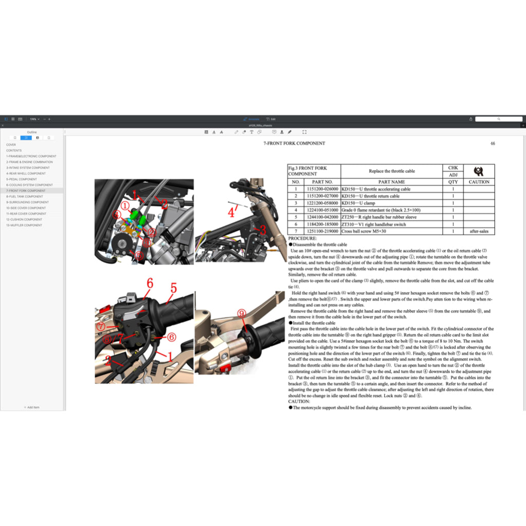ZONTES ZT155 / ZT310 / ZT350 (2021-2023) SERVICE MAINTENANCE MANUAL CUM PARTS CATALOGUE