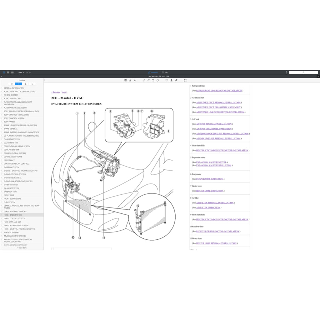 MAZDA 2 DE/DH (2007-2014) SERVICE WORKSHOP MANUAL