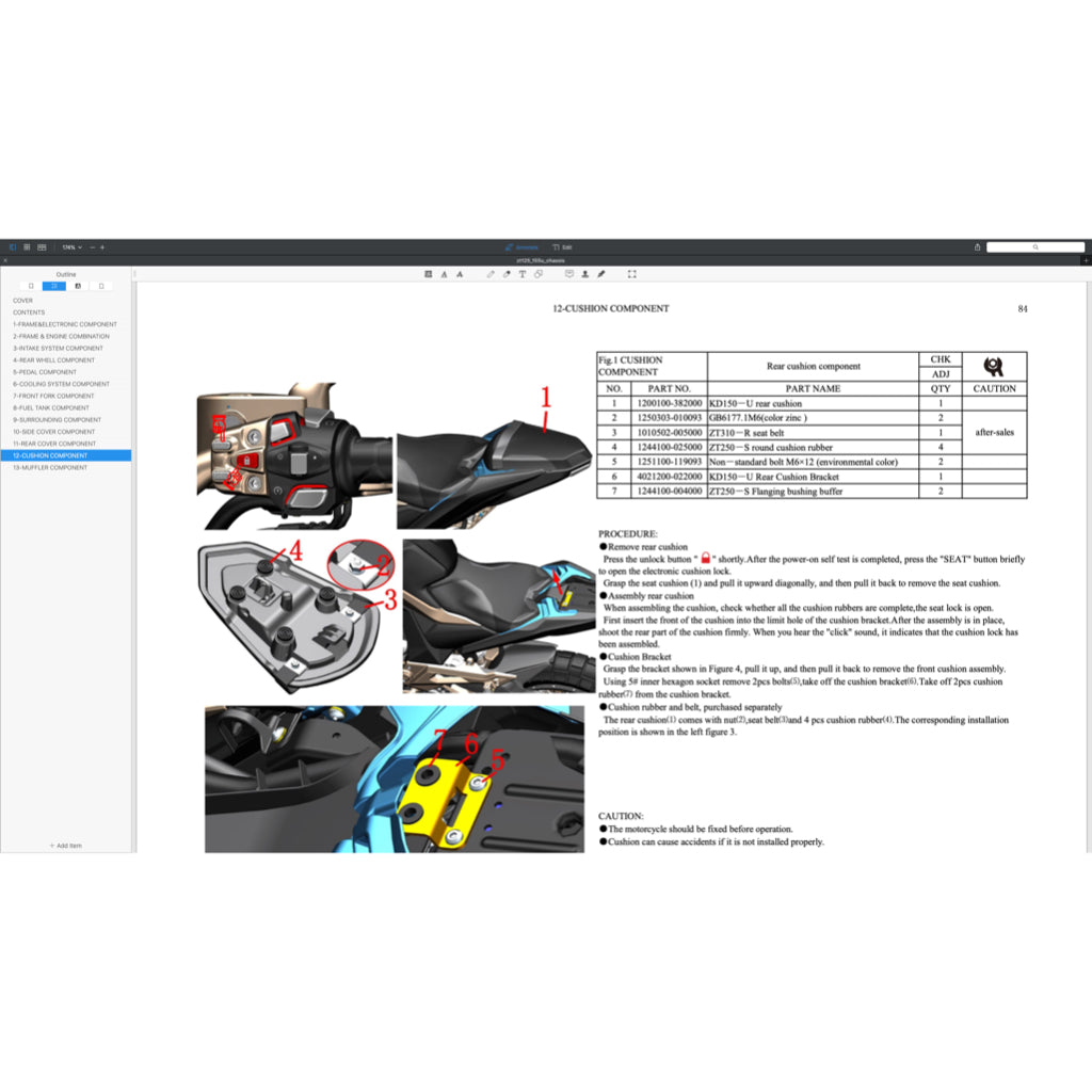 ZONTES ZT155 / ZT310 / ZT350 (2021-2023) SERVICE MAINTENANCE MANUAL CUM PARTS CATALOGUE