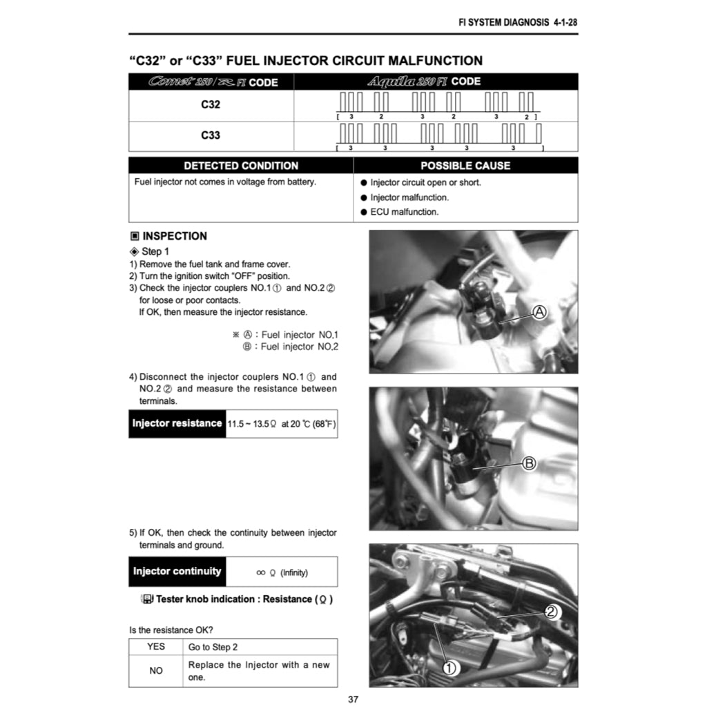 NAZA BLADE / HYOSUNG COMET 250R FI (2012-2018) SERVICE WORKSHOP MANUAL + OWNER'S MANUAL