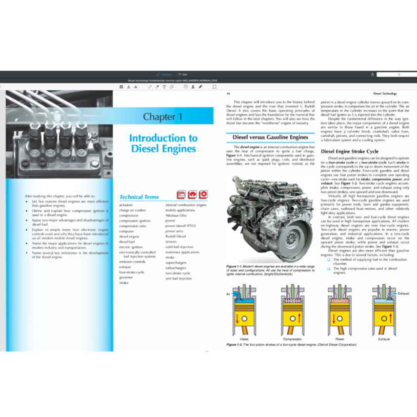DIESEL TECHNOLOGY FUNDAMENTALS, SERVICE, REPAIR - ANDREW NORMAN, 8TH ED., 2016