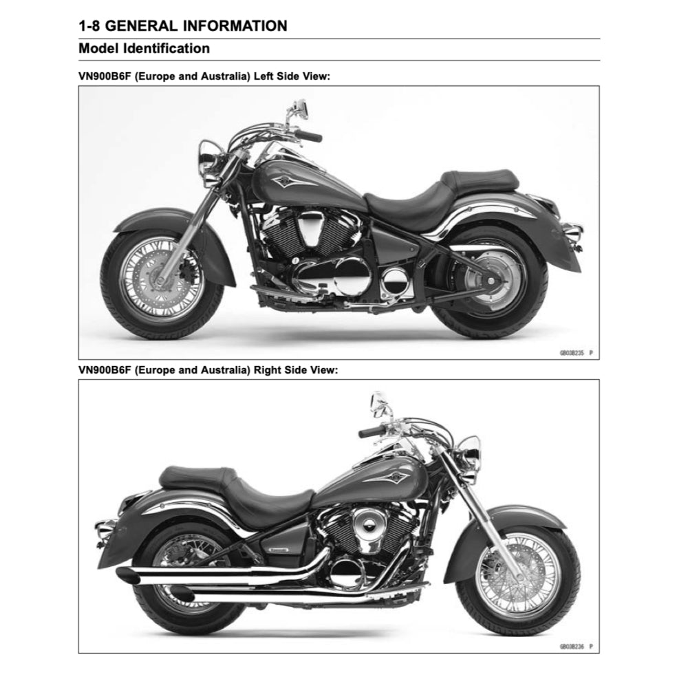 KAWASAKI VULCAN 900 VN900 (2006+) SERVICE WORKSHOP MANUAL + PARTS CATALOGUE + OWNER'S MANUAL