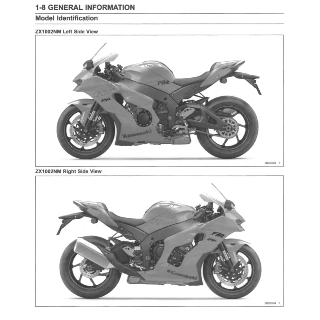 KAWASAKI ZX10R NINJA (2004-2024) SERVICE WORKSHOP MANUAL + PARTS CATALOGUE + OWNER'S MANUAL