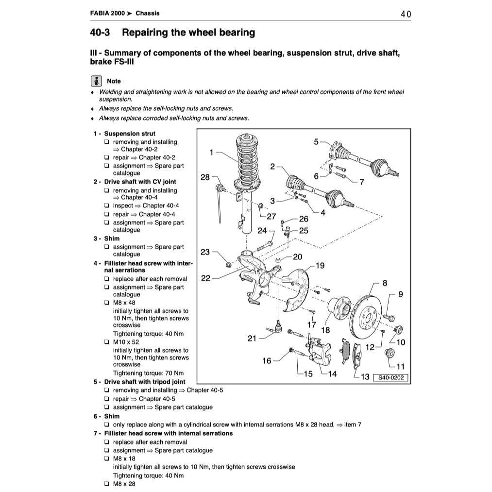 SKODA FABIA 6Y (1999-2007) SERVICE WORKSHOP MANUAL