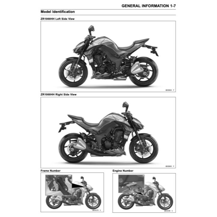 KAWASAKI ZR1000 (2017-2022) SERVICE WORKSHOP MANUAL + PARTS CATALOGUE