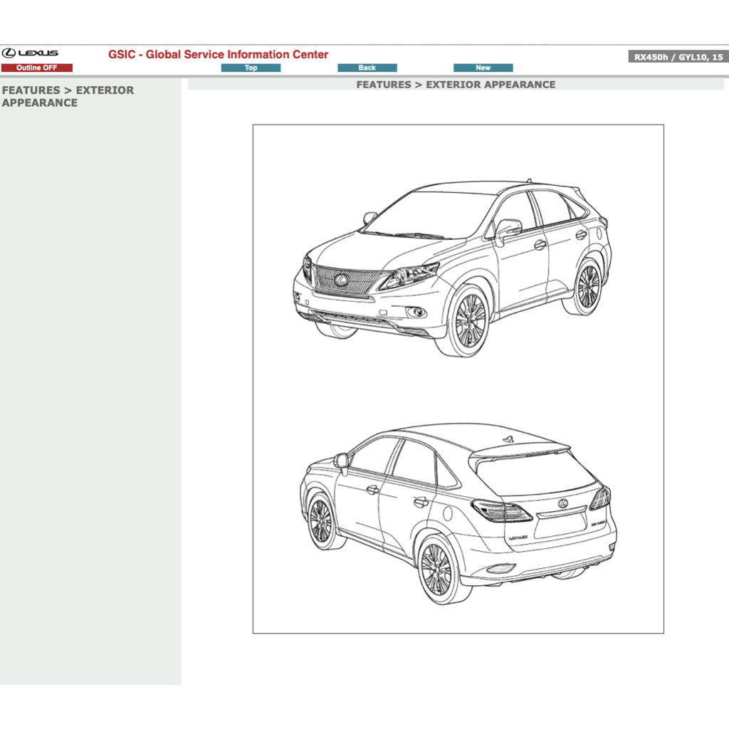 LEXUS RX450h GYL10/15 (2009-2015) SERVICE WORKSHOP MANUAL