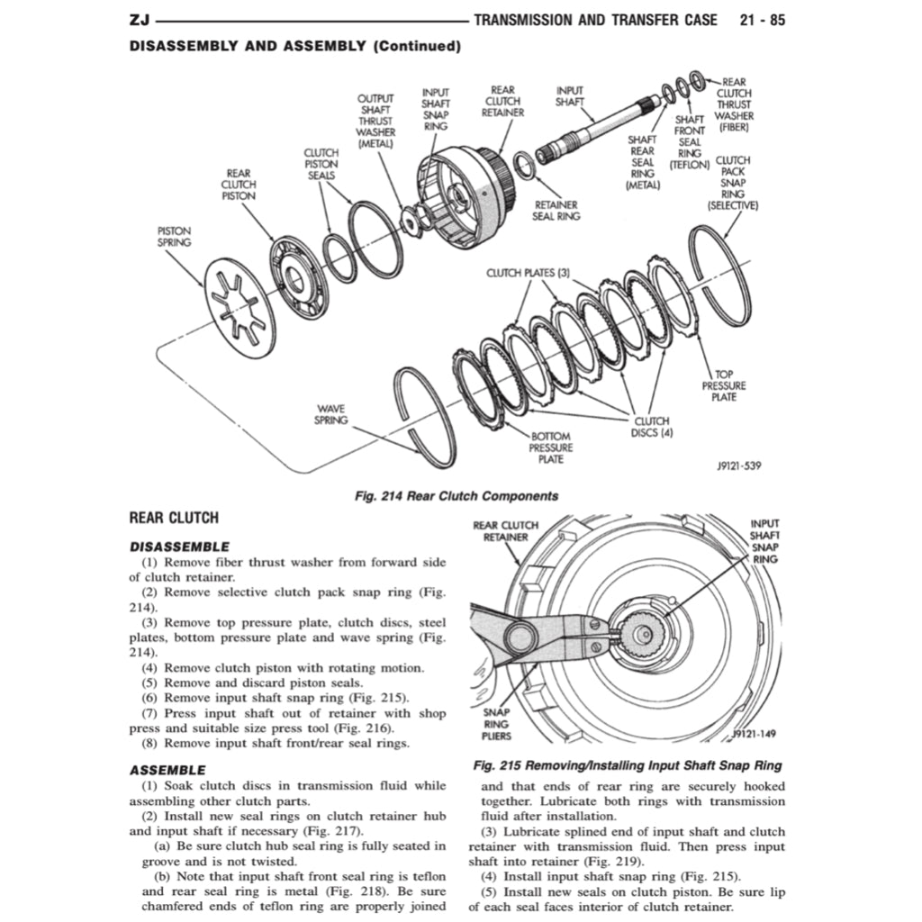 JEEP GRAND CHEROKEE ZJ (1993-1998) SERVICE WORKSHOP MANUAL+ PARTS CATALOGUE