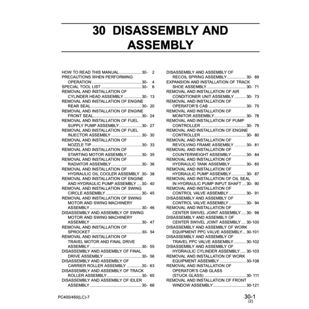 KOMATSU PC400LC / PC450LC EXCAVATOR SERVICE WORKSHOP MANUAL