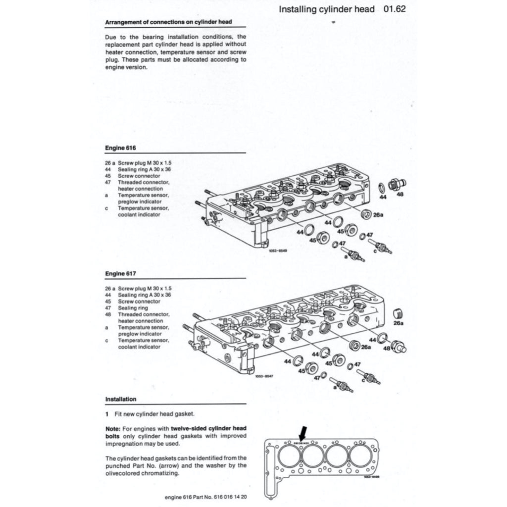 MERCEDES-BENZ ENGINE OM615 / 616 /617 SERVICE REPAIR MANUAL