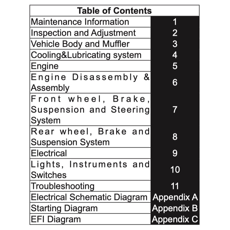 CFMOTO 300NK (2020-2024) SERVICE WORKSHOP MANUAL + PARTS CATALOGUE + OWNER'S MANUAL