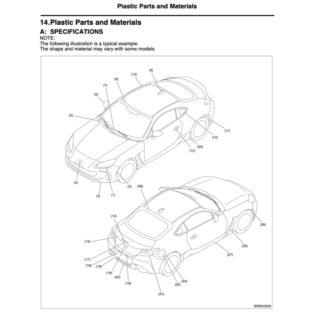 SUBARU BRZ ZD8 (2021+) SERVICE WORKSHOP MANUAL + PARTS CATALOGUE