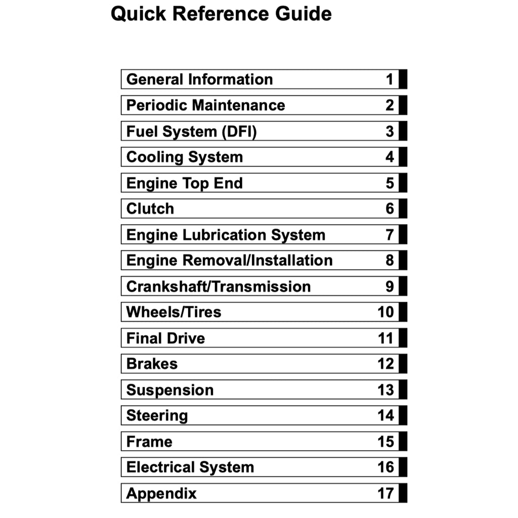 KAWASAKI Z1000 (2007-2009) SERVICE WORKSHOP MANUAL + OWNER'S MANUAL