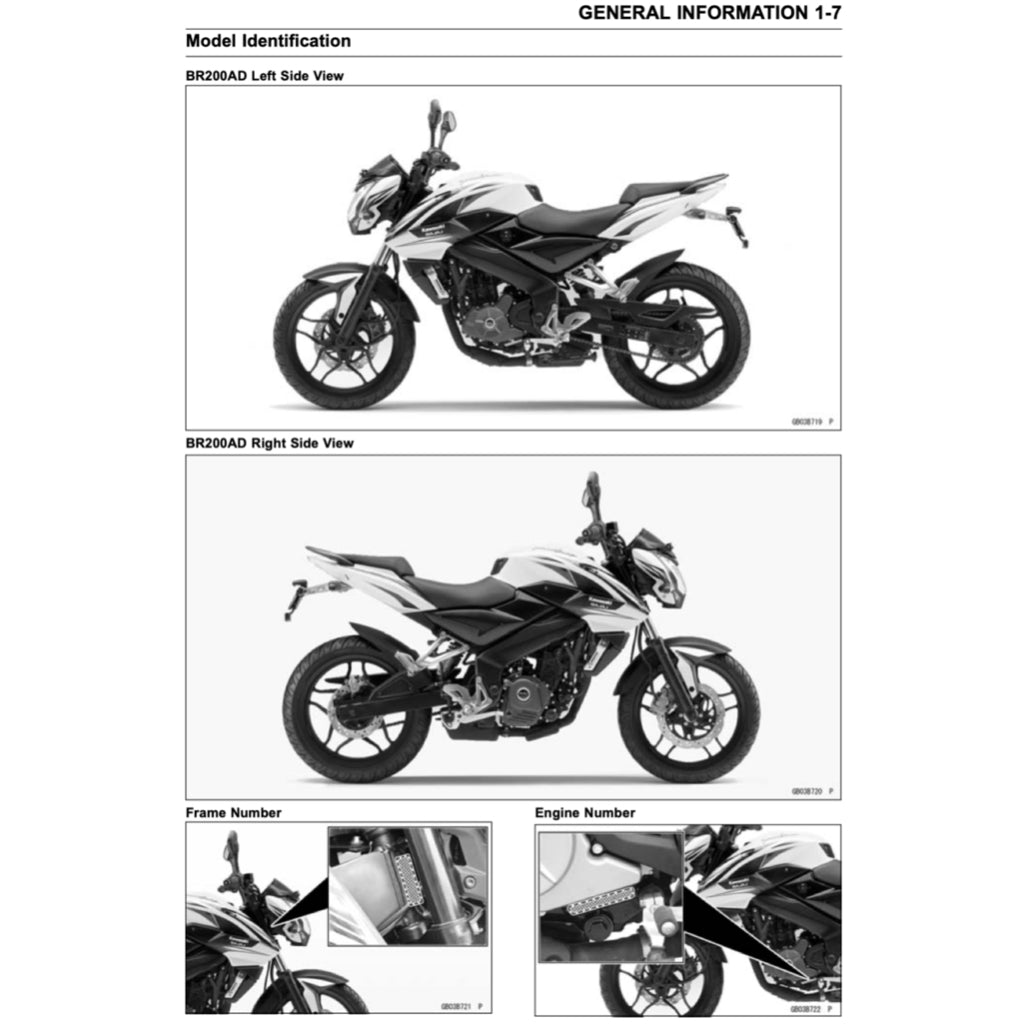 KAWASAKI BAJAJ PULSAR 200NS (2013+) SERVICE WORKSHOP MANUAL + PARTS CATALOGUE+ OWNER'S MANUAL