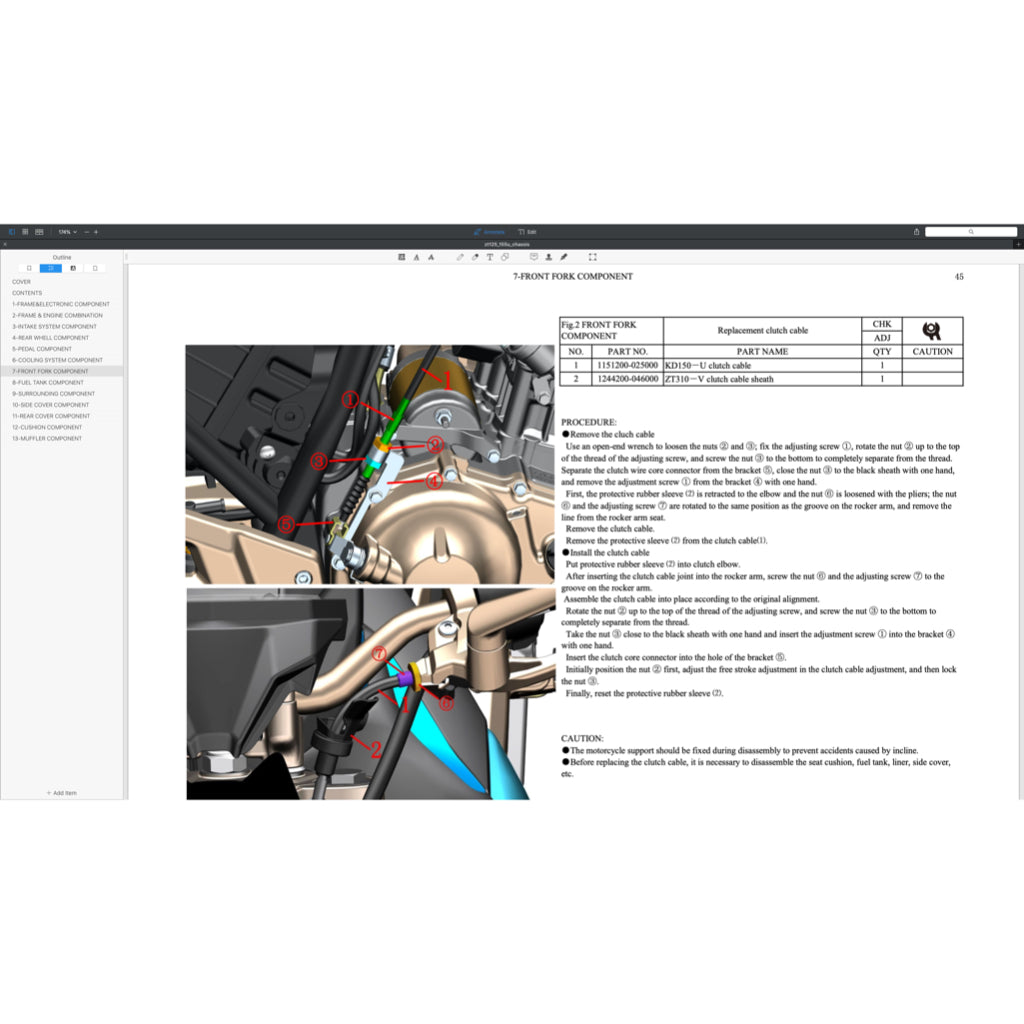 ZONTES ZT155 / ZT310 / ZT350 (2021-2023) SERVICE MAINTENANCE MANUAL CUM PARTS CATALOGUE