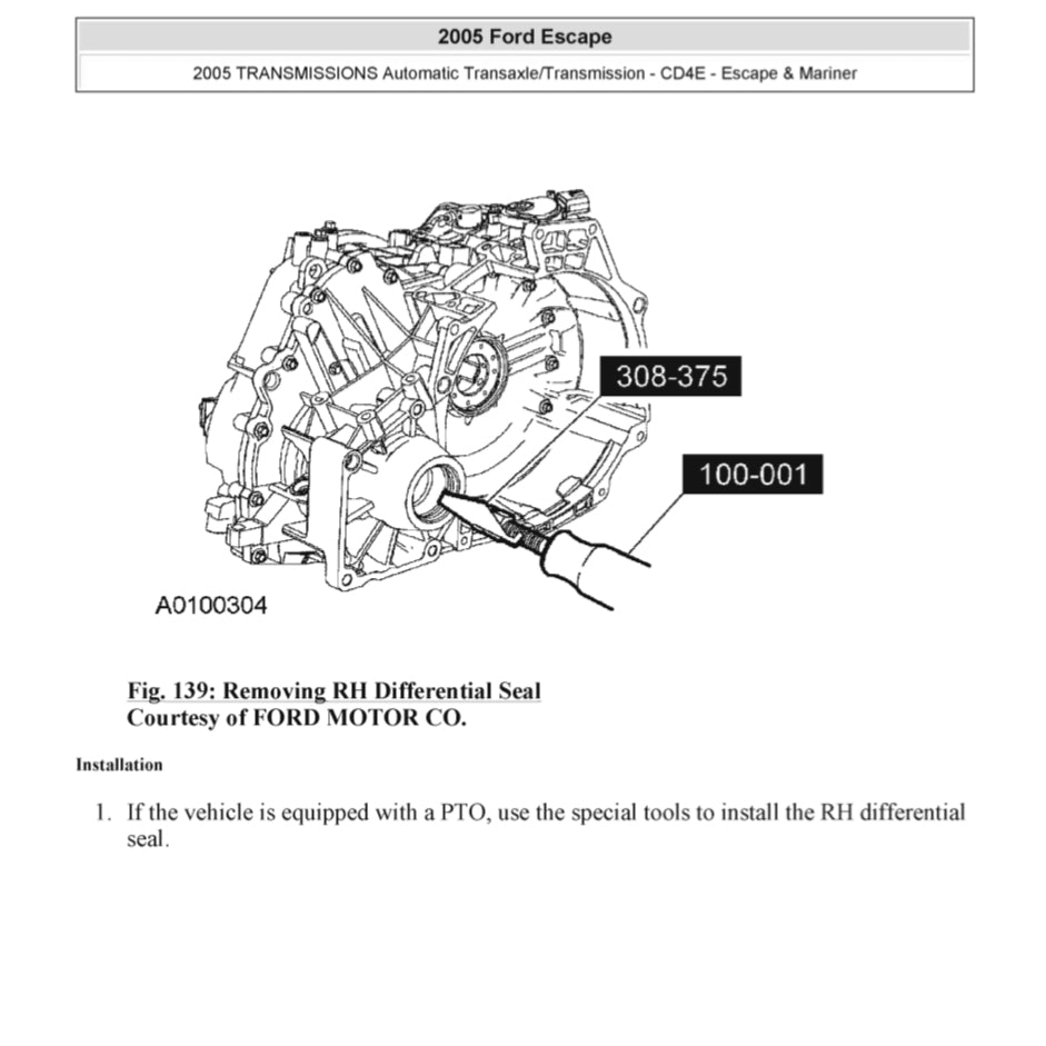 FORD ESCAPE MK1 (2001-2007) SERVICE WORKSHOP MANUAL