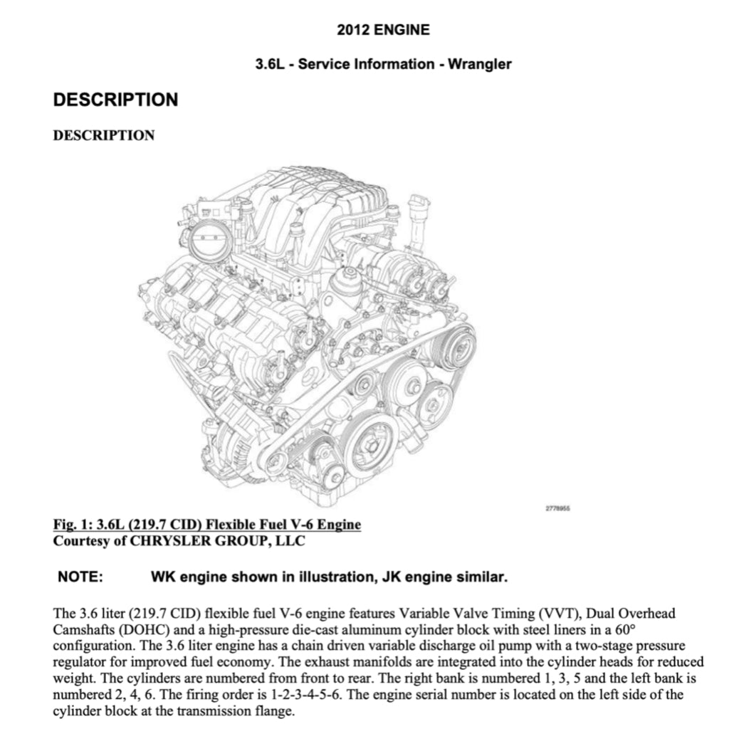 JEEP WRANGLER JK (2007-2017) SERVICE WORKSHOP MANUAL + PARTS CATALOGUE