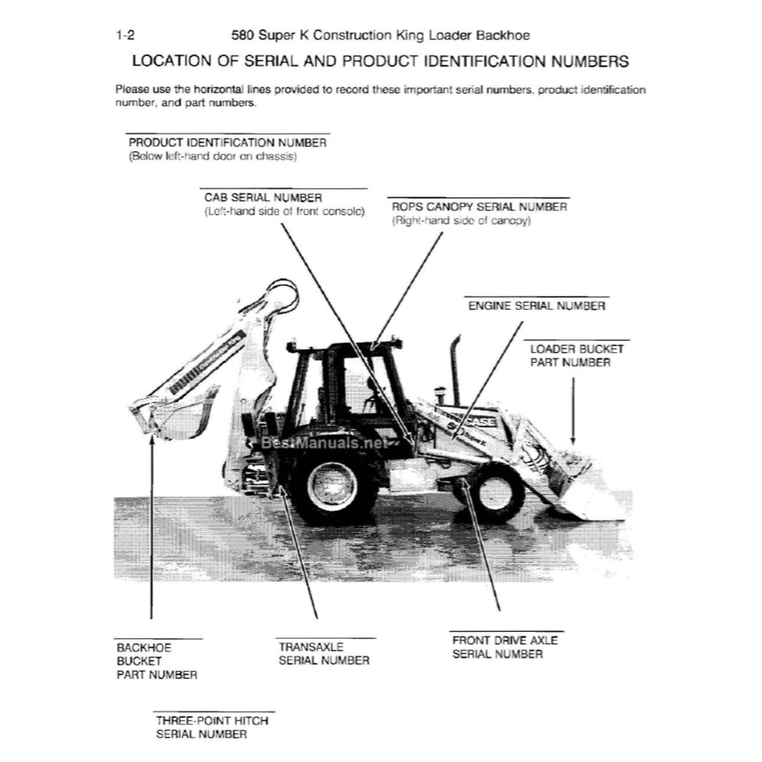CASE 580SK LOADER BACKOE SERVICE WORKSHOP MANUAL+ PARTS CATALOGUE