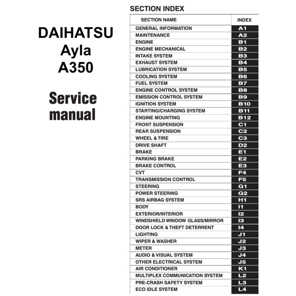 DAIHATSU AYLA A350 (2023+) SERVICE WORKSHOP MANUAL