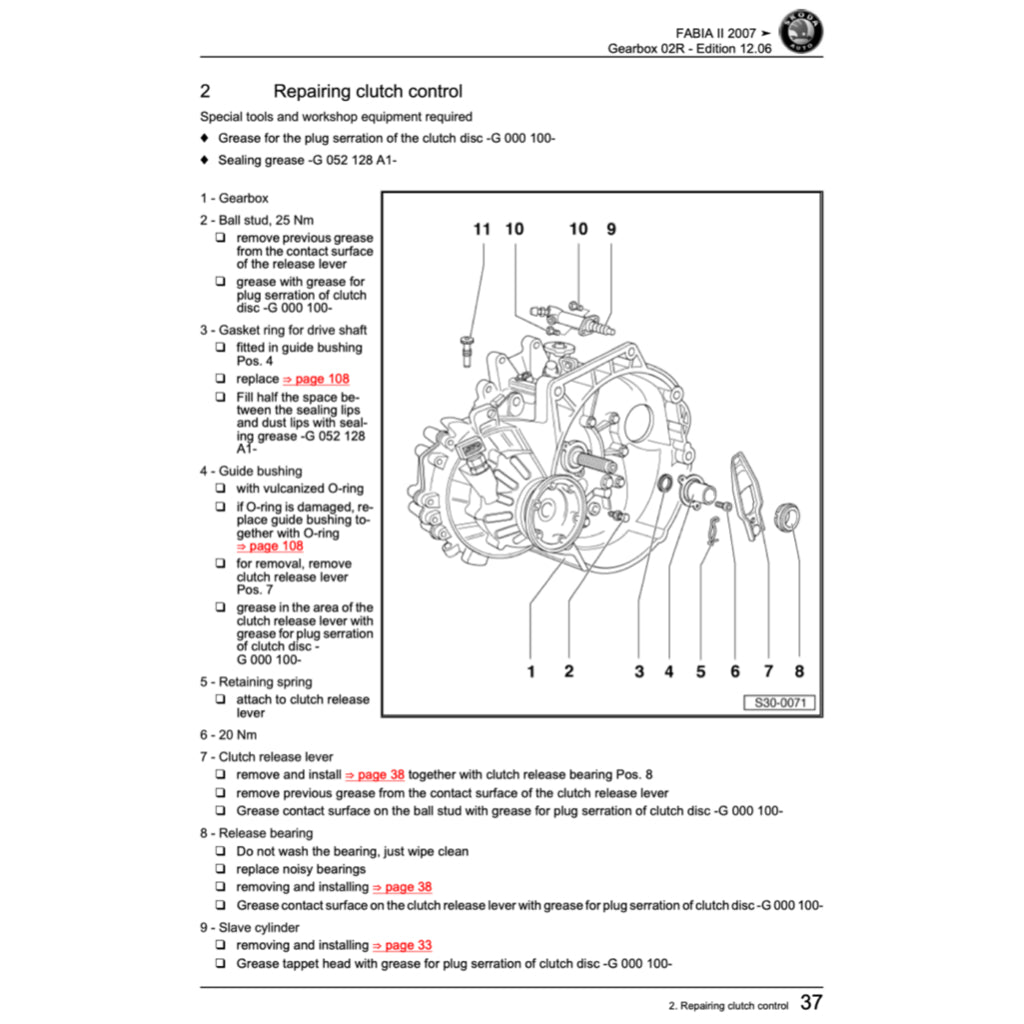 SKODA FABIA II 5J (2007-2014) SERVICE WORKSHOP MANUAL