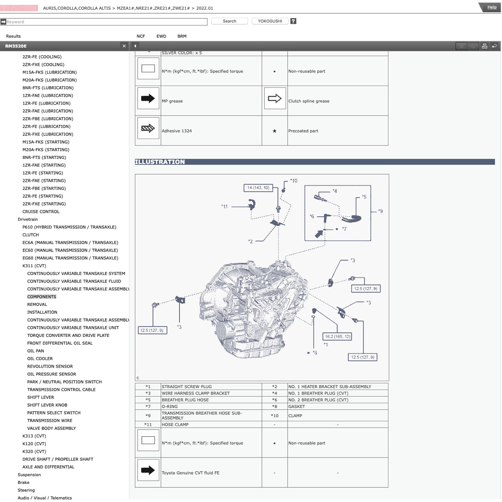TOYOTA COROLLA ALTIS E210 (2018+) SERVICE WORKSHOP MANUAL
