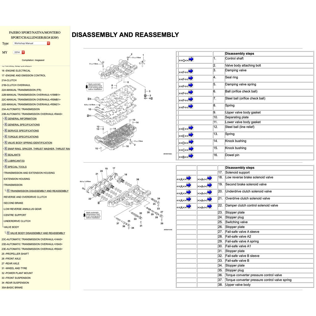 MITSUBISHI PAJERO SPORT II (2009-2016) ONLINE SERVICE WORKSHOP MANUAL