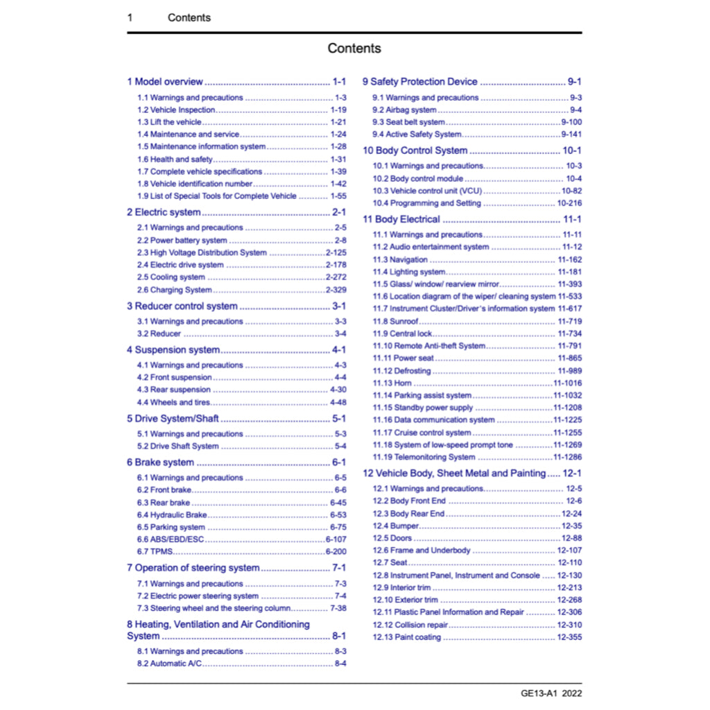 GEELY GEOMETRY-C (2023+) SERVICE WORKSHOP MANUAL