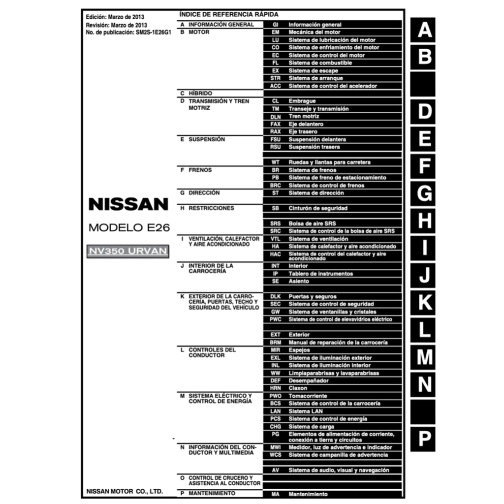 NISSAN URVAN NV350 E26 (2012-2021) MANUAL DE TALLER